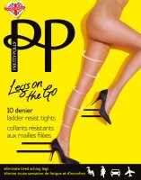 Pretty Polly Legs on the Go 10D Ladder Resist Compression Tights Barely Black SM