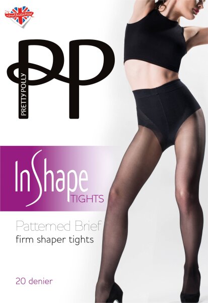 Pretty Polly In Shape Pattern Brief Firm Support Tights Black SM