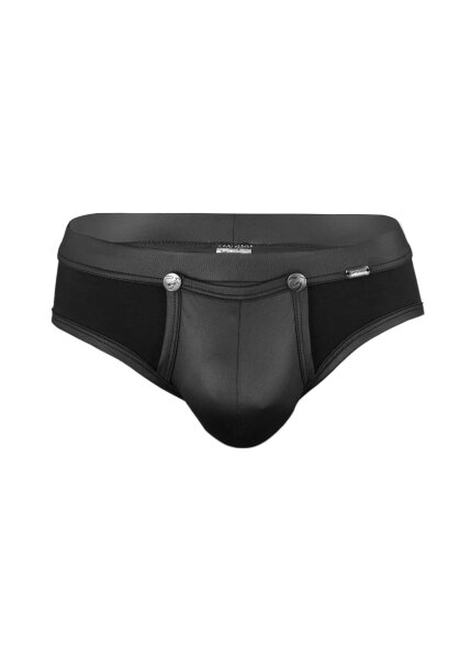 Geronimo Erotic Push or Zipp Mini-Slip mit Druckknöpfen Black M